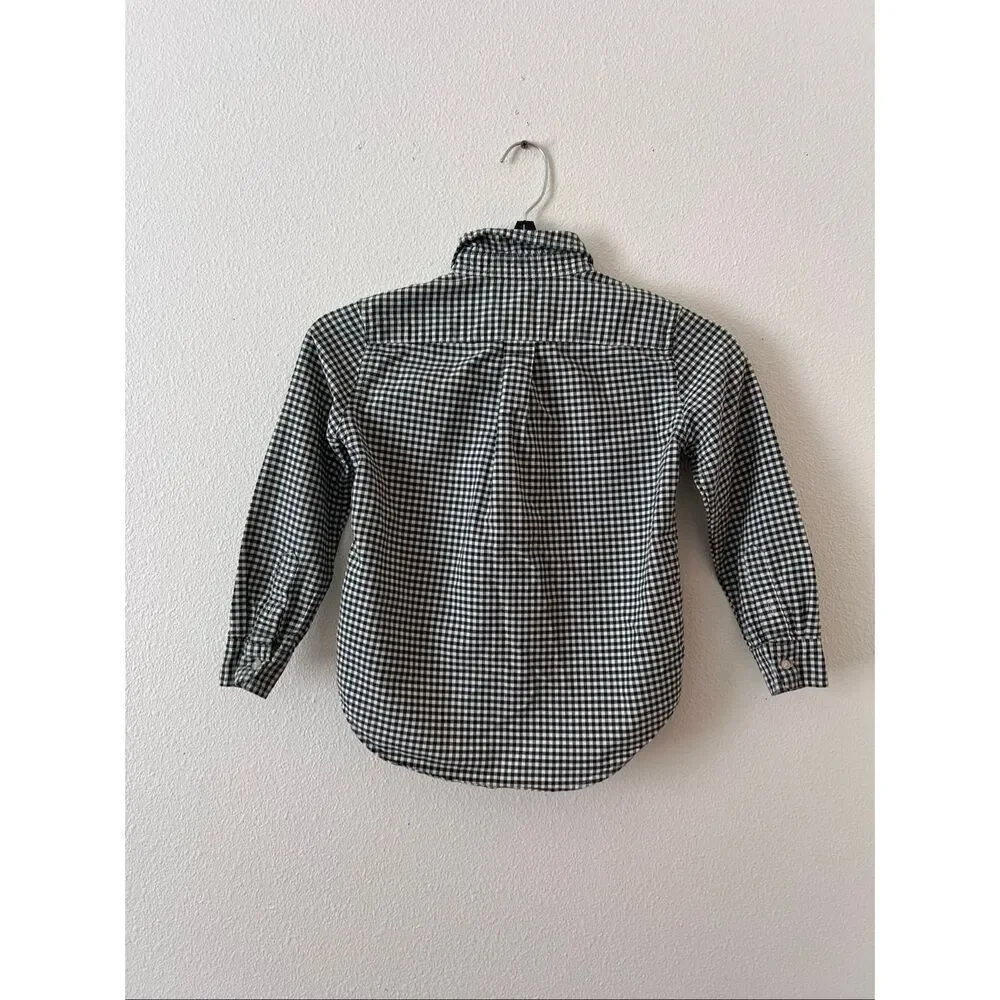 Ralph Lauren Boys Green Buffalo Checkered Button Down Shirt, Size 6